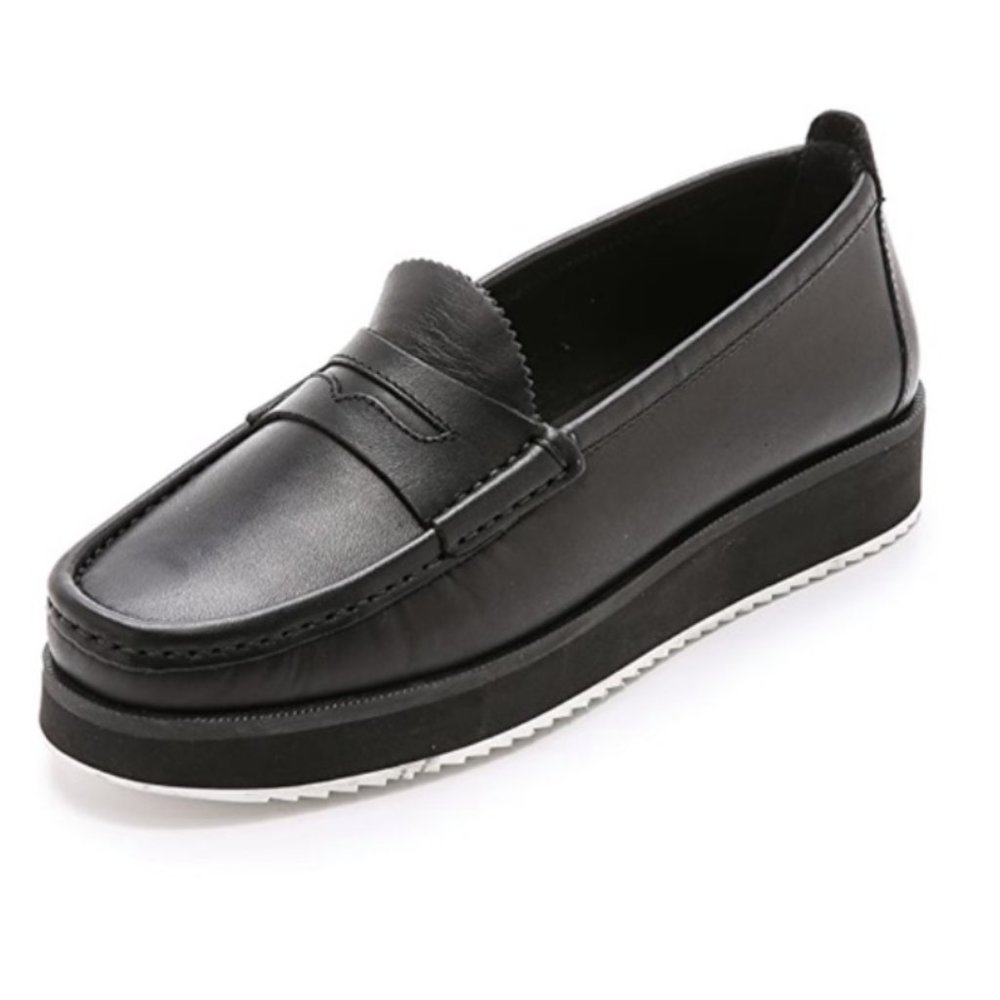 Rag & Bone Black Leather Platform Loafers 37